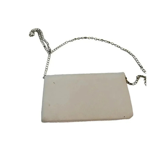 Bride Metallic Beaded Lettered Gold Chain Strap Seed Beaded Clutch Purse - Picture 7 of 9